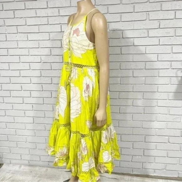 Farm Rio Women’s Neon Garden‎ Cotton Midi Dress - Size Small